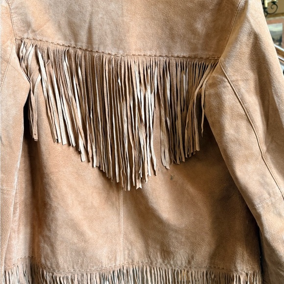 Chico’s Leather Fringed Western Jacket.Pockets. 0.see pictures.small marks back - Picture 6 of 11